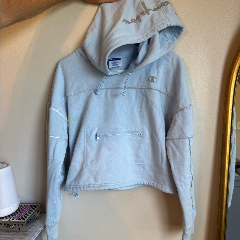 Champion Sky Blue Cropped Hoodie